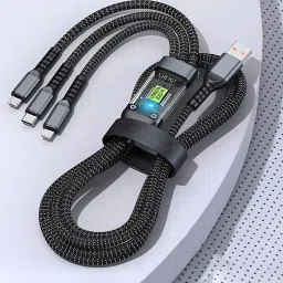 BUFONA 100w Multi Charging Cable Braided LED Display Charging Cord 3in1 Data Cable Charging Pad-71