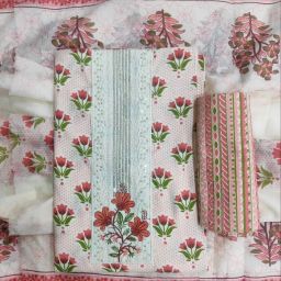 Unstitched Cotton Blend Salwar Suit Material Embroidered, Printed-image-74