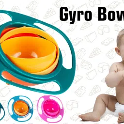 360 Degree Rotate Gyro Bowl for Toddlers, Spill Proof Snacks Bowl.- PLASTIC-18