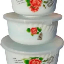 Ceramic Serving Bowl Round Shape Ceramic (Glass) Airtight Microwave Storage Bowl Container(White)-12