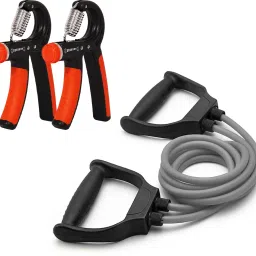 Fitness Combo of Double Toning Tube & 2PC Hand Gripper for Workout Fitness Accessory Kit Kit-image-47