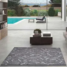dazzhome Grey Hair On Leather Geometrical Hand Woven 4X6ft Carpet-picture-13