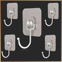 PVC Waterproof Big Adhesive Heavy Duty Sticky Stainless Steel Hook 5 Hook 5-19