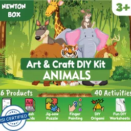 Newton Box 6 in 1 Art and Craft DIY Kit | Animals Theme | 3 Years and above-10