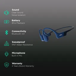SHOKZ OpenRun Bone Conduction Bluetooth Headphone with Noise Isolation (IP67 Waterproof, 8 Hours Playtime, Blue) image 2