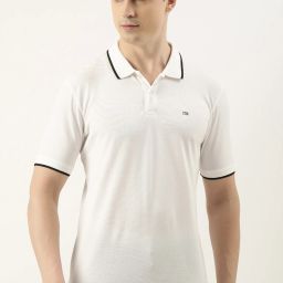 Men Solid Polo Neck Polycotton White T-Shirt-image-23