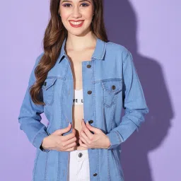 Women Solid Denim Jacket-image-39