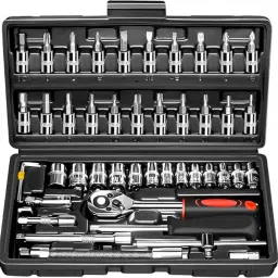 46in1-15 46 in 1 Chrome Vanadium Socket Tool Kit with Compact Storage Case Double Sided Box End Wrench-20
