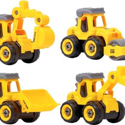 4 Pcs DIY Bulldozer Toy Truck - 100% Brand New (2020 Model) Construction Vehicles for Kids Gifts - Bulldozer Toys for Boys-12