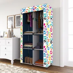 Printed Almirah Foldable closet for Clothes 6 Shelves , 1 Side Pocket (2003-1) PP Collapsible Wardrobe-image-13