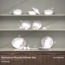 castleite Pack of 40 Melamin Piccolo Rouge Blush Round Designer Crockery Dinner Set image 2