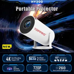 TOPPRO HY300 4K Support Native 720P Android 11 Wifi BT Freestyle Auto Keystone (4500 lm / 1 Speaker / Wireless / Remote Controller) Portable Projector-image-33