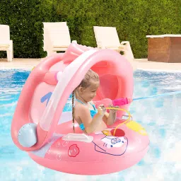 Chicken Inflatable Kids Pool Float with Canopy Pirate Ship Floaties Water Gun Inflatable Swimming Safety Tube-image-18