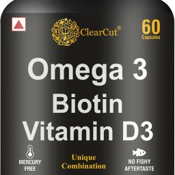Omega 3 capsules Fish oil Biotin Vitamin D3 for heart Hair Bones-18