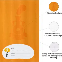 navneet Youva Soft Bound Long Book Brown Cover 21x29.7 cm A4 Notebook Single Line 172 Pages image 4