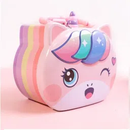 Cute Cartoon Unicorn Printed Metal Coin Bank Piggy Bank for Kids with Lock and Key Coin Bank Coin Bank-image-55