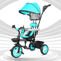 stepup grow canopy handle with basket for kids tricycle sea green colour stp grow sea green canopy handle with basket-02 Tricycle-image-0