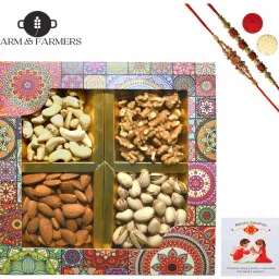 Rakhi Gift Hamper set with Dry fruits for your Loved ones with Premium Quality Jute Gift Box-image-43