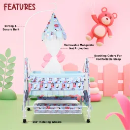 Cradle for kids cradle for baby boy and girl Cradle With Swing & Mosquito Net Bassinet-6