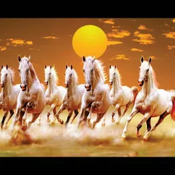 sndart Vastu 7 Running Horses Painting With Frame Digital Reprint 11 inch x 14 inch Painting-picture-30