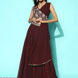 Sangria Embroidered Georgette Ready to Wear Lehenga & Blouse With Attached Dupatta-picture-50