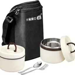 Bliss Pro Lunch Box for Office with Insulated Soft Line Bag, Spoon & Fork, 600ml 2 Containers Lunch Box-26