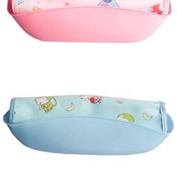 Silicone Soft Adjustable Fabric Neck, Detachable Tray, Baby Bib Waterproof Burp Cloths with Food Catcher Baby Pink-image-70