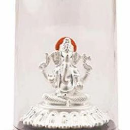 999 Pure Silver Ganesha/Vinayaka Beautiful Idol with Acrylic Base Decorative Showpiece - 12 cm-image-84