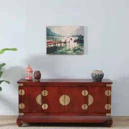 mudramark from pepperfry Kani Mango Wood 4 Door Sideboard In Honey Oak Finish-picture-18