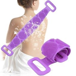 Silicone Dual Sided Back Scrubber Double Chopping Belt Body Brush Cleaning Tool-image-26