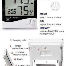 seaspirit Digital HTC-1 Digital LCD Temperature Thermometer Humidity Meter Clock Clock image 5