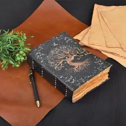Tree Book Journal With Lock Clasp Prop Vintage Handmade Leather Notebook Daily A5 Diary Blank 200 Pages-5