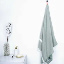 thirsty towel Green Cotton Solid 220 GSM (1 Pc) Bath Towel-picture-4