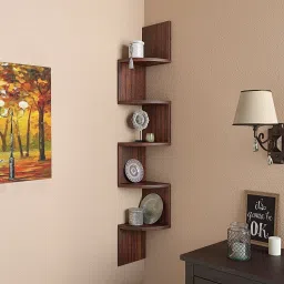 Zigzag Shelf | Corner Wall Shelf | Corner Rack | Corner Shelf For Living Room | Corner Shelf For Room | Corner Rack For Wall | Corner Shelf For Office Wooden Wall Shelf (Number of Shelves - 5, Black) MDF (Medium Density Fiber) Wall Shelf MDF (Medium Density Fiber) Wall Shelf-image-85