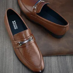 Tan Horsebit Formal Stylish Loafers For Men-image-86