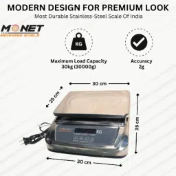 monet 30KG 2 Days Battery Backup; Green Display Weighing Scale image 2