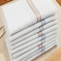 FIMS Men's Premium 100% Pure Cotton Handkerchief Hanky Combo Pack of 9 Multicolor ["White"] Handkerchief-image-25
