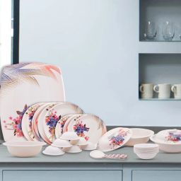 Pack of 32 Melamin Dinner set Boss Elegant, Stain Resistant, Beautiful Multicolor Floral Design Dinner Set-16