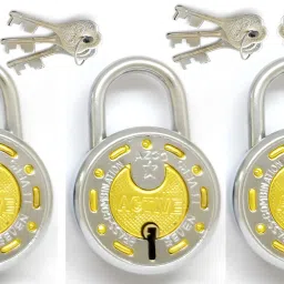 Active 50mm-7 Levers, Double Lock with Gold Chrome Finish (combo Offer) 3 Padlock-14