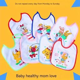 NewBorn Baby Sunday To Saturday Full Week Waterproof Bib Pack of 7-image-73