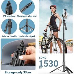 TECHGEAR Premium 5ft extended tripod with 3 rotating handle 360 degree rotation selfie stick Bluetooth Selfie Stick image 5