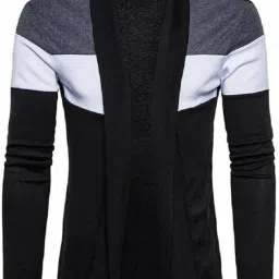 Men High-Low Full Sleeve Black, White, Grey Shrug-image-19