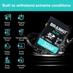 Branko V30 Elite Memory Card for Photo Video Music Voice File DSLR Camera DSC Camcorder 32 GB SDXC Class 10 150 MB/s Memory Card Compatible with Computer, Camera, Tablet image 2
