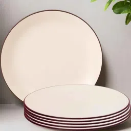Freakway Stoneware Ceramic Dinner Plates (10.6 Inch) Set of 6 Pcs | Microwave Safe, Dishwasher Safe | Kitchen, Dining, Restaurants, Gifting | Ivory White-picture-31