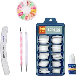 100 White Nails,1 Glue, 2 Dotting Pen, 1 Art Wheel and Nail Buffer-image-99