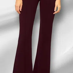 Women Regular Fit Maroon Lycra Blend Trousers-image-76