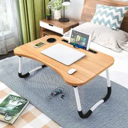 Multipurpose Foldable with Cup Holder, Study , Bed Wood Portable Laptop Table-90