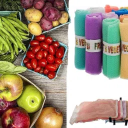 Pack of 8 Washable Mesh fridge storage Bags with Zip for Fruits & Vegetable Nylon Fruit & Vegetable Basket-image-89