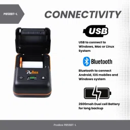 PosBox 2 Inch Bluetooth Label + Receipt 2 in 1 Thermal Printer with 2600mah Double Cell Rechargeable Battery for Mobile and PC image 3