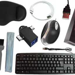 ANJO USB Keyboard-LED Mouse-Wrist Support Pad-2.0 Hub-3in1 Cleaner-OTG 2in1-Ext Cable Combo Set-2